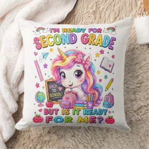 Cojín Decorativo Estoy listo para el unicornio de segundo grado pri