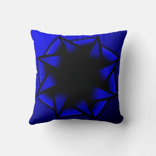 Cojín Decorativo Estrella azul gradiente azul (Reverso)
