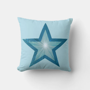 Cojín Decorativo Estrella azul grande y cuadrado pequeño azul pálid