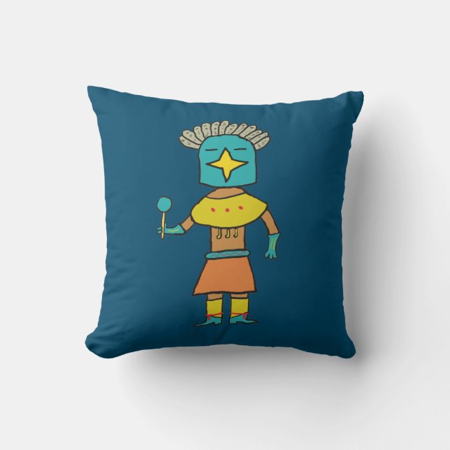 Cojín Decorativo Estrella azul Kachina (Anverso)