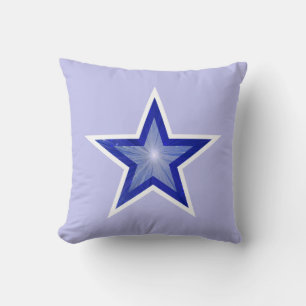 Cojín Decorativo Estrella azul oscuro cuadrado blanco azul pálido e
