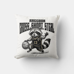 Cojín Decorativo Estrella de Baloncesto Mapache - Gráfico de Cruzar
