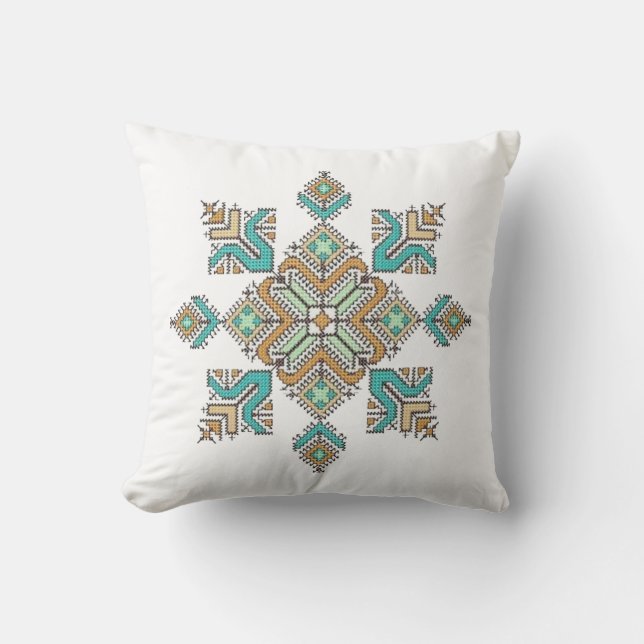 Cojín Decorativo Estrella de Bordado Marroquí (Anverso)