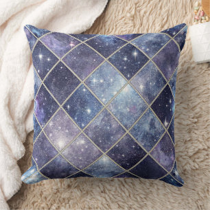 Cojín Decorativo Estrella de celosía de diamante celestial azul mar