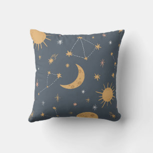 Cojín Decorativo Estrella de color gris ocre dibujada