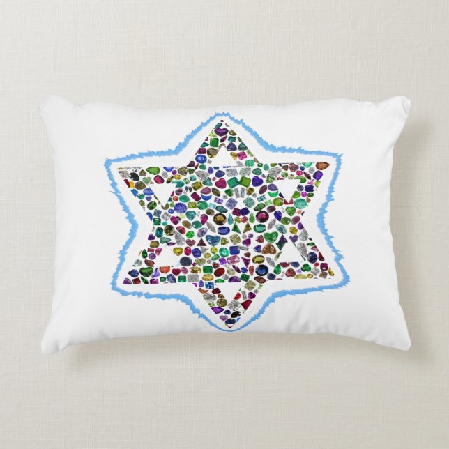 Cojín Decorativo Estrella de David hecha con gemas (Anverso)