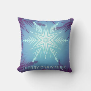 Cojín Decorativo Estrella de la nieve del Purpurina azul falla