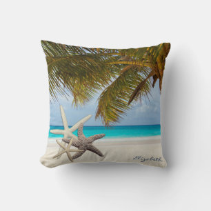 Cojín Decorativo Estrella de mar adorable, playa, palma-personaliza