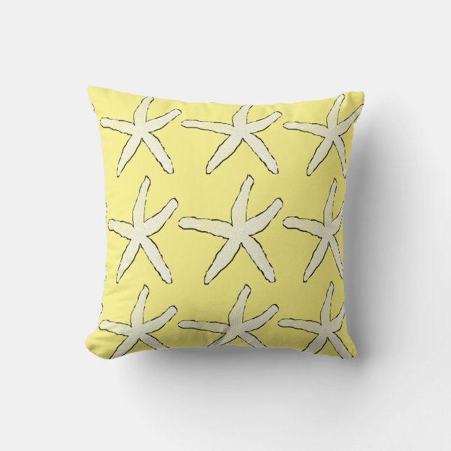 Cojín Decorativo Estrella de mar Amarillo Blanco Patrón Elegante Pl (Anverso)