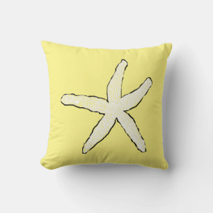 Cojín Decorativo Estrella de mar Amarillo Blanco Patrón Elegante Re