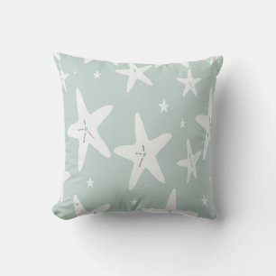 Cojín Decorativo Estrella de Mar Blanca – Diseño de Verde Azul Clar
