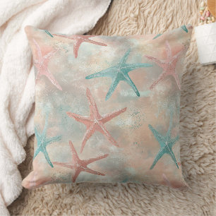 Cojín Decorativo Estrella de Mar Costera Terracota Teal Arenosa