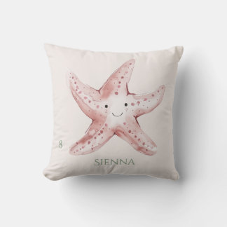 Cojín Decorativo Estrella de mar rosa divertida para niños