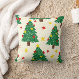 Cojín Decorativo Estrella de Navidad alegre con diseño repetido tex
