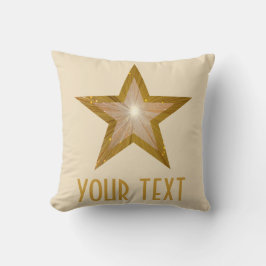 Cojín Decorativo "Estrella de oro" 'Tu texto' lanzar crema cuadrada