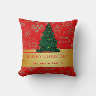 Cojín Decorativo Estrella de Purpurina de oro del árbol de navidad 