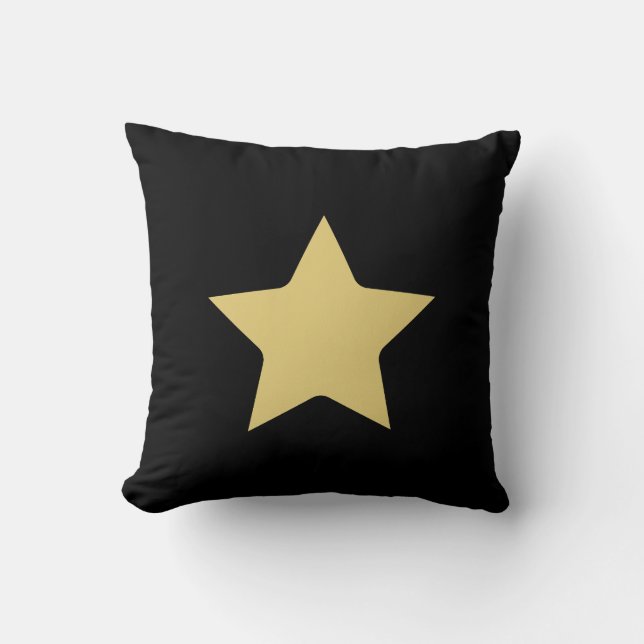 Cojín decorativo estrella de rayas blancas y negra (Anverso)