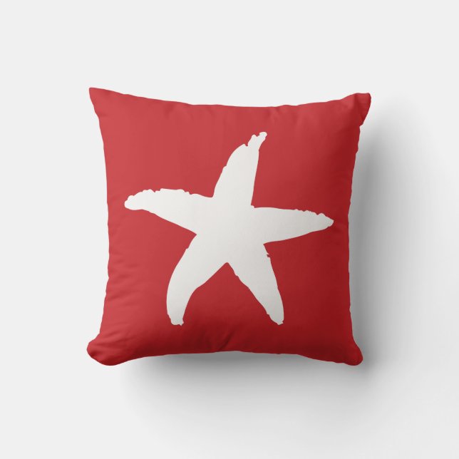 Cojín Decorativo Estrella del mar Náutico Rojo (Anverso)