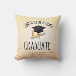 Cojín Decorativo Estrella Explosiva Dorada de Graduación Religiosa