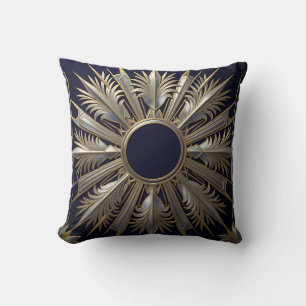 Cojín Decorativo Estrella Explosiva Dorada Plateada Ornamentada