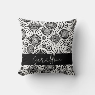 Cojín Decorativo Estrella explosiva geométrica moderna en blanco y
