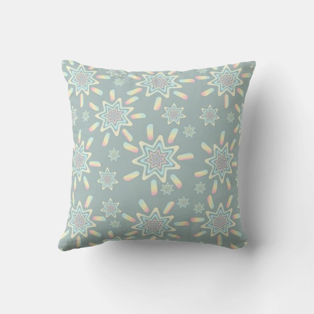 Cojín Decorativo Estrella Explosiva Geométrica Retro Pastel (Reverso)