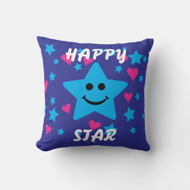 Cojín decorativo estrella feliz (Anverso)
