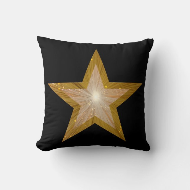Cojín Decorativo Estrella "Gold" Estrella negra 'Texto' arrojar cua (Anverso)