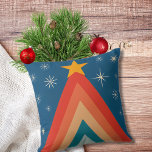 Cojín Decorativo Estrella Groovy Retro Vintage Blue Christmas Tree<br><div class="desc">Un Cojín decorativo retro vintage de colores vivos y gruesos.</div>