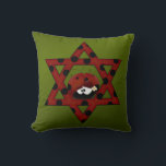 Cojín Decorativo Estrella judía de David<br><div class="desc">Estrella roja de David con puntos negros de polka y una linda mariquita.</div>