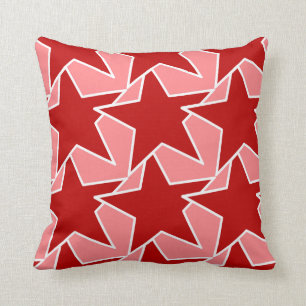 Cojín Decorativo Estrella moderna geométrica - rojo y rosado