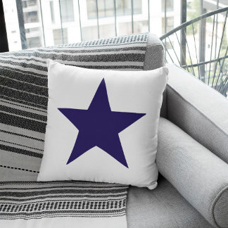 Cojín Decorativo Estrella náutica azul marina con fondo blanco