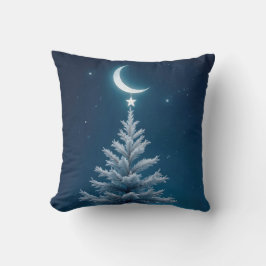 Cojín Decorativo Estrella navidad gritando desde una luna creciente