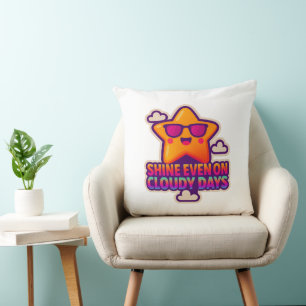 Cojín Decorativo Estrella Neon Kawaii - "Brilla incluso en días nub