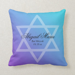 Cojín Decorativo Estrella púrpura verde azulada del palo Mitzvah d