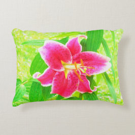 Cojín Decorativo Estrella rosa profunda bonito Lily en verde anime
