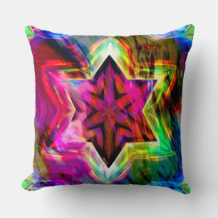 Cojín Decorativo Estrella virtual con bordes en coloridos tonos de