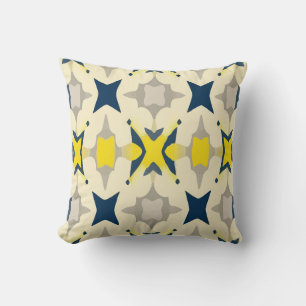 Cojín Decorativo Estrellas abstractas azules y amarillas sobre fond