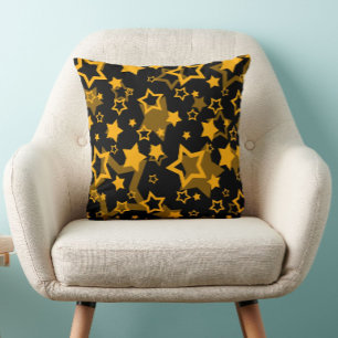 Cojín Decorativo Estrellas Amarillas Doradas Diseño Brillante