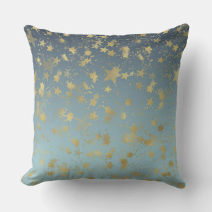 Cojín Decorativo Estrellas Aqua Blue Gold Ombre