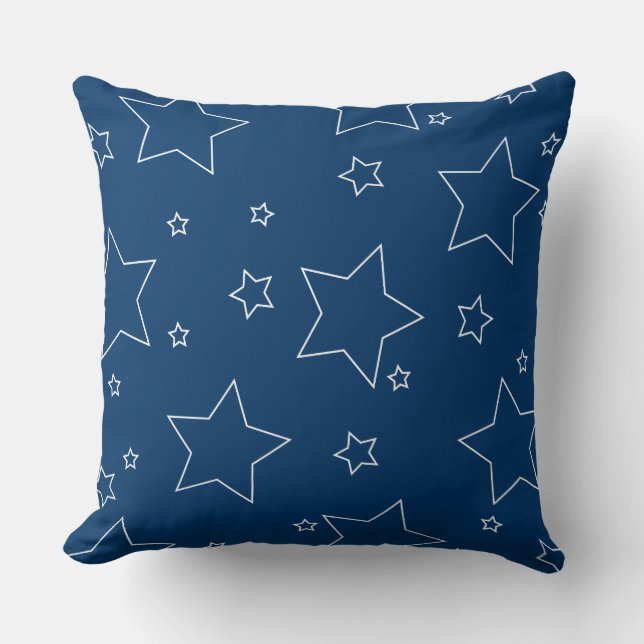 Cojín Decorativo Estrellas azules 4 de julio Pillow (Anverso)