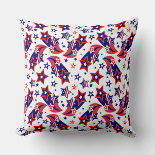 COJÍN DECORATIVO ESTRELLAS AZULES BLANCAS Y PATRIOTAS BRILLANTES