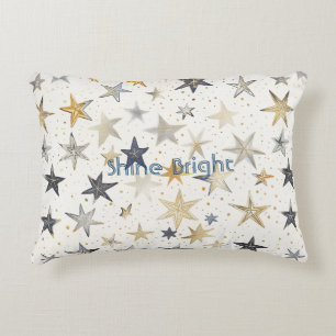 Cojín Decorativo Estrellas Azules Plateadas Doradas