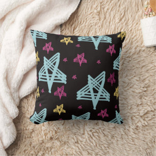 Cojín Decorativo Estrellas balanceándose Rosa Azul Negro