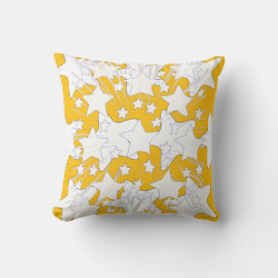 Cojín Decorativo Estrellas blancas de sobra Amarillo soleado