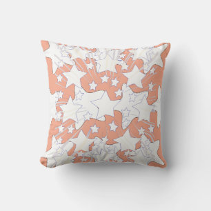 Cojín Decorativo Estrellas Blancas en Abundancia Coral