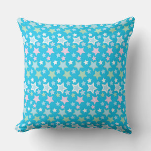COJÍN DECORATIVO ESTRELLAS BLANCAS VERDES Y ESTRELLAS AZULES DE COL
