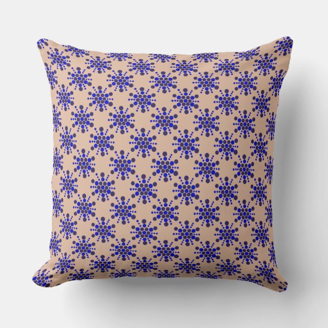 Cojín Decorativo Estrellas con puntos azules en taupe (Anverso)