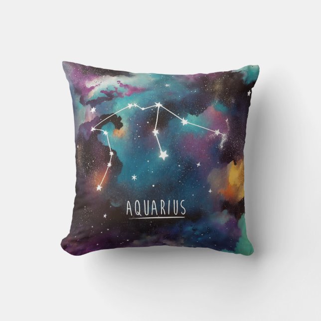 Cojín Decorativo Estrellas de Aquarius Zodiac (Anverso)