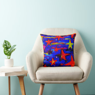 Cojín Decorativo Estrellas de color rojo. ¡Hazte con una en Zazzle